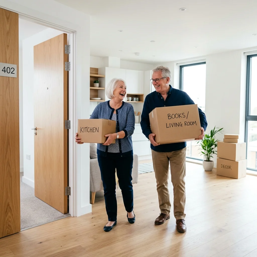 Couple de retraités préparant leur déménagement
